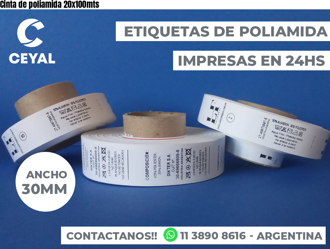 Cinta de poliamida 20x100mts