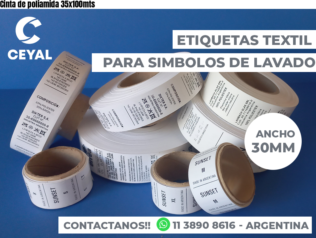 Cinta de poliamida 35x100mts