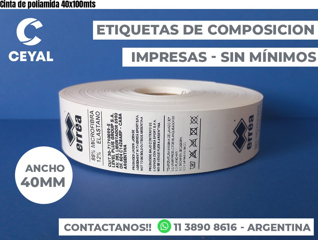 Cinta de poliamida 40x100mts