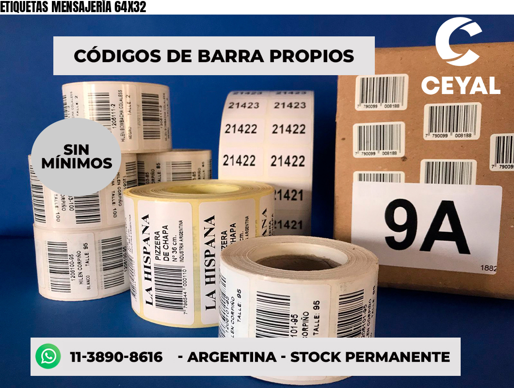 ETIQUETAS MENSAJERÍA 64X32