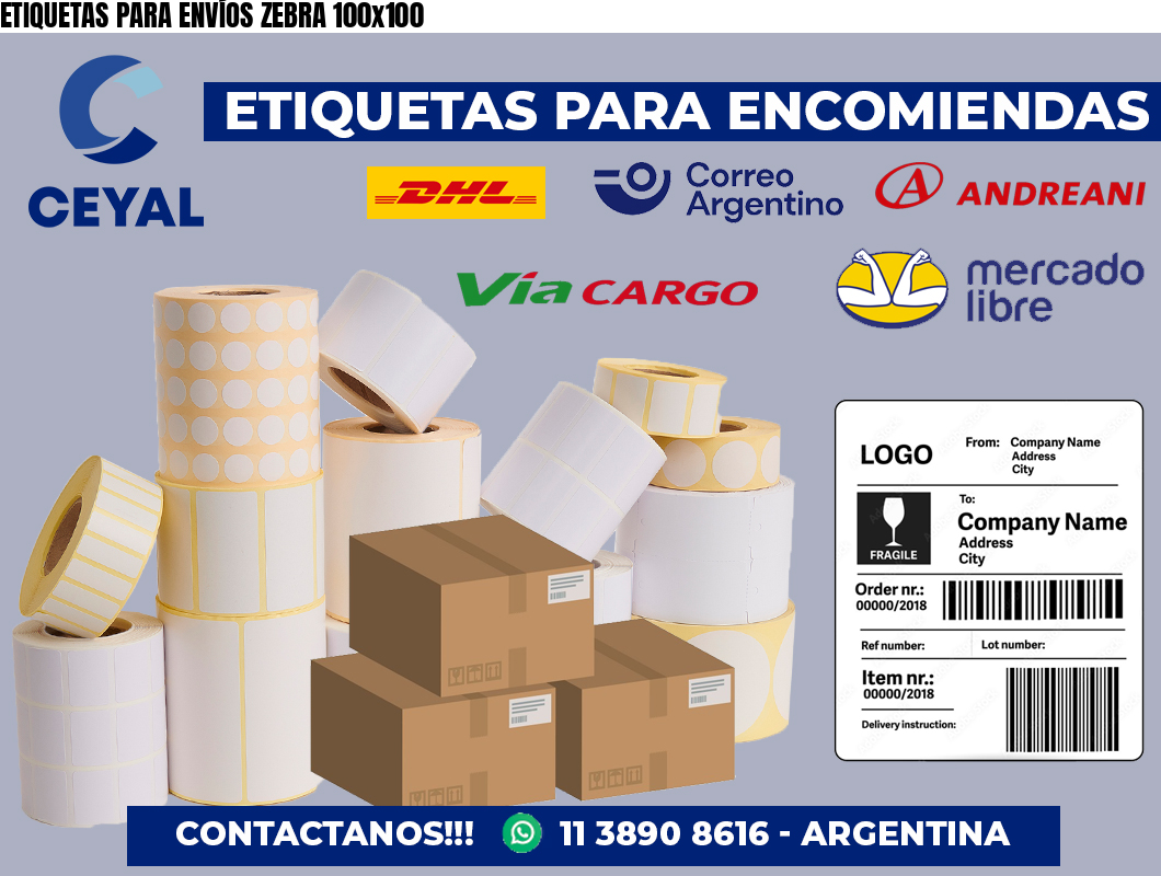 ETIQUETAS PARA ENVÍOS ZEBRA 100×100
