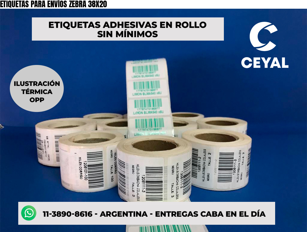 ETIQUETAS PARA ENVÍOS ZEBRA 38X20