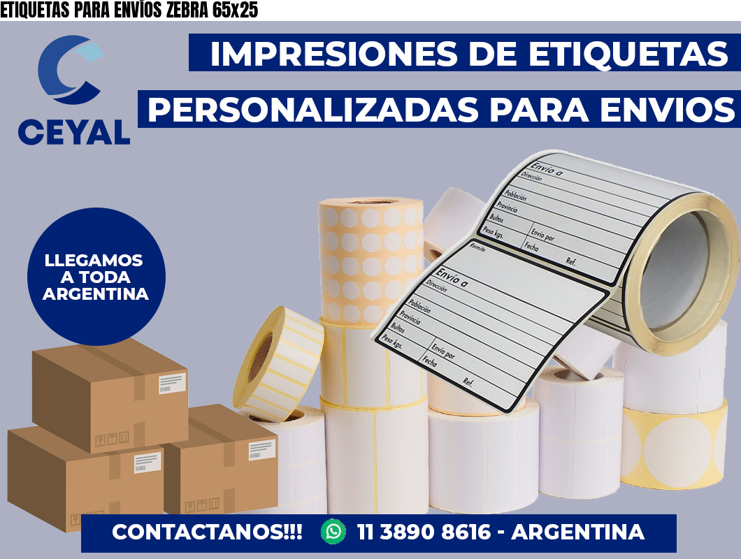 ETIQUETAS PARA ENVÍOS ZEBRA 65×25