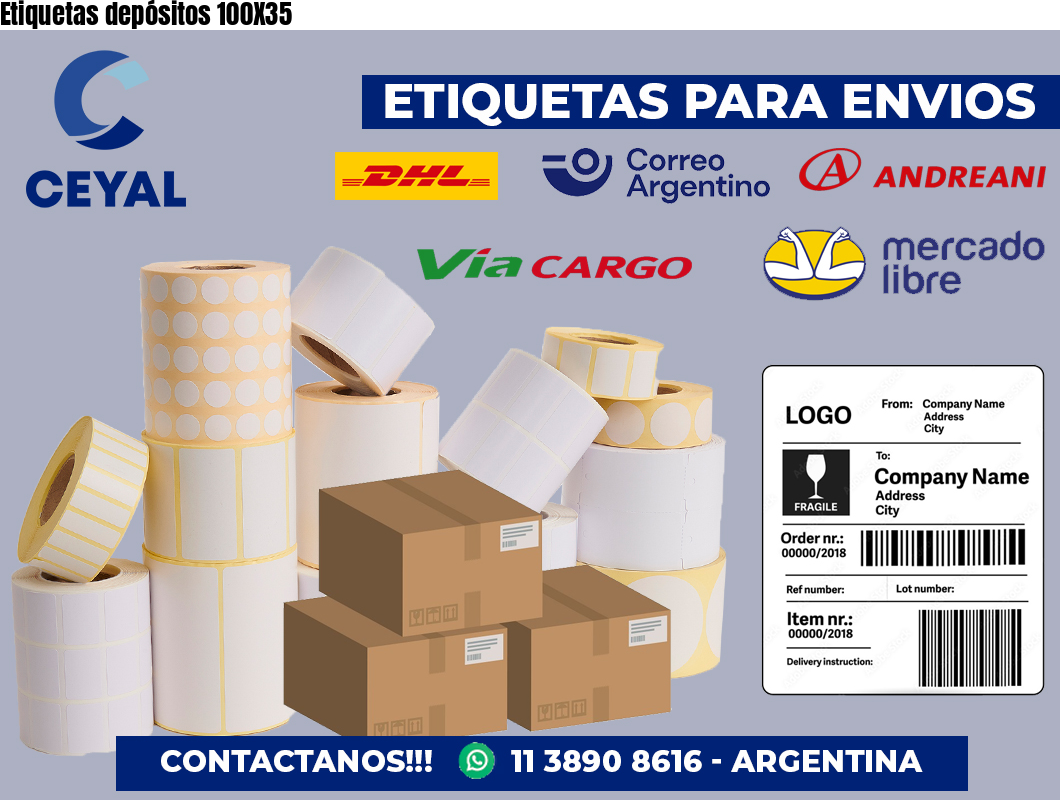 Etiquetas depósitos 100X35