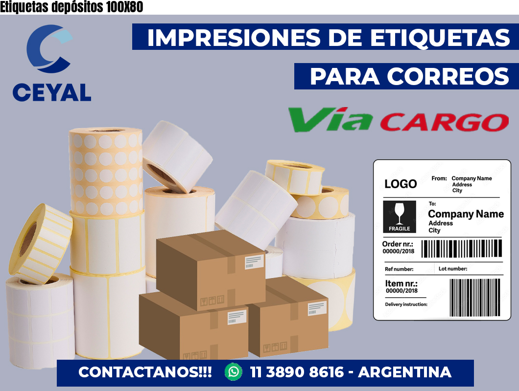 Etiquetas depósitos 100X80