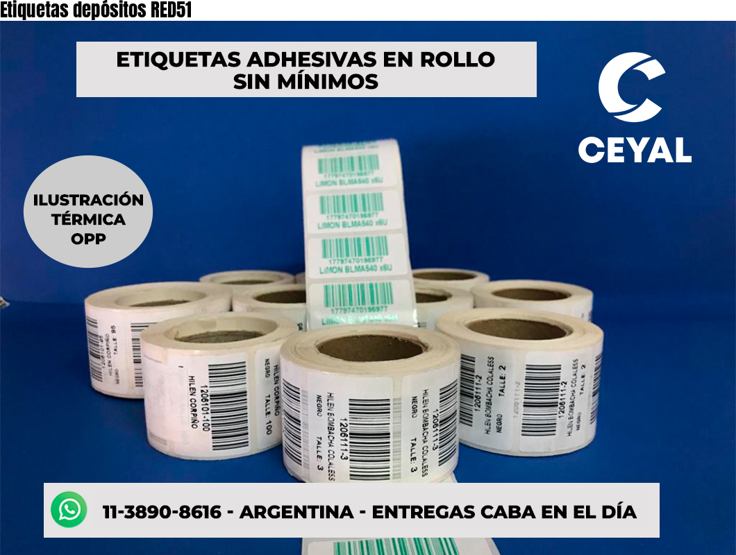 Etiquetas depósitos RED51