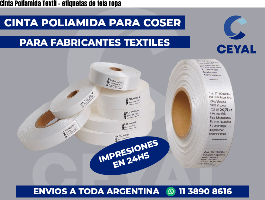 Cinta Poliamida Textil - etiquetas de tela ropa