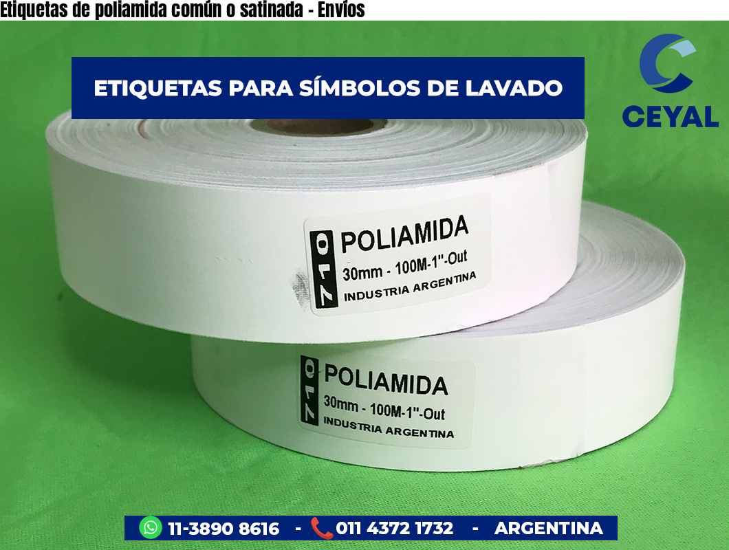 Etiquetas de poliamida común o satinada - Envíos