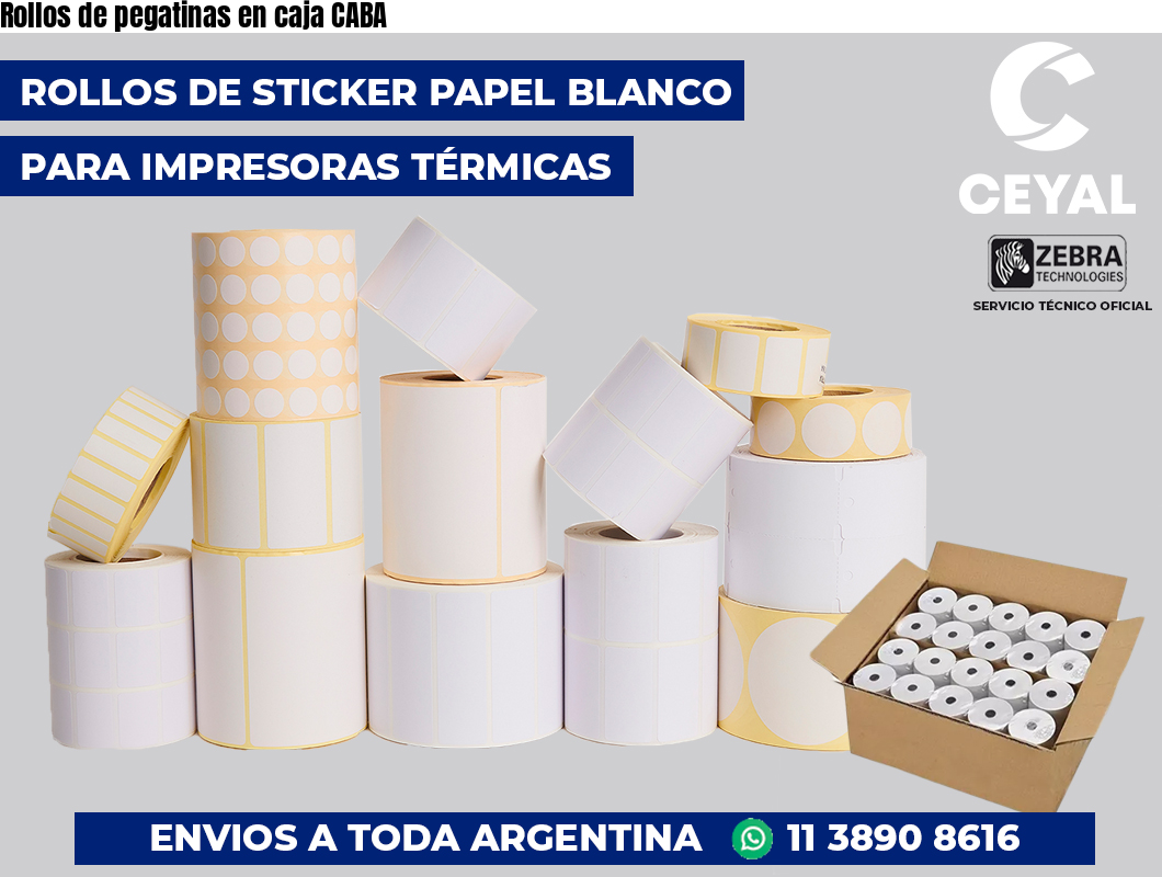 Rollos de pegatinas en caja CABA