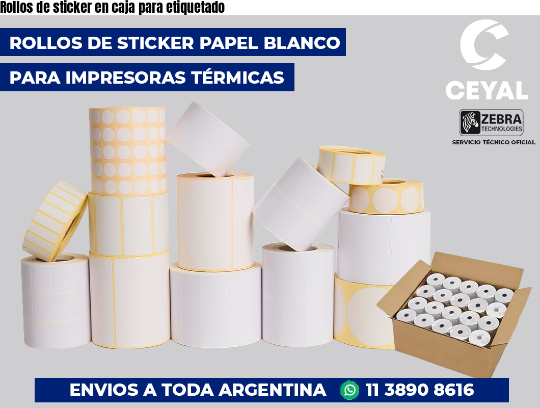Rollos de sticker en caja para etiquetado