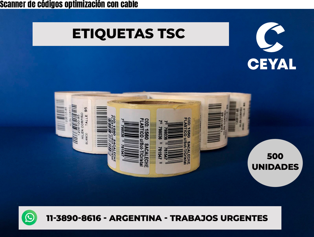 Scanner de códigos optimización con cable