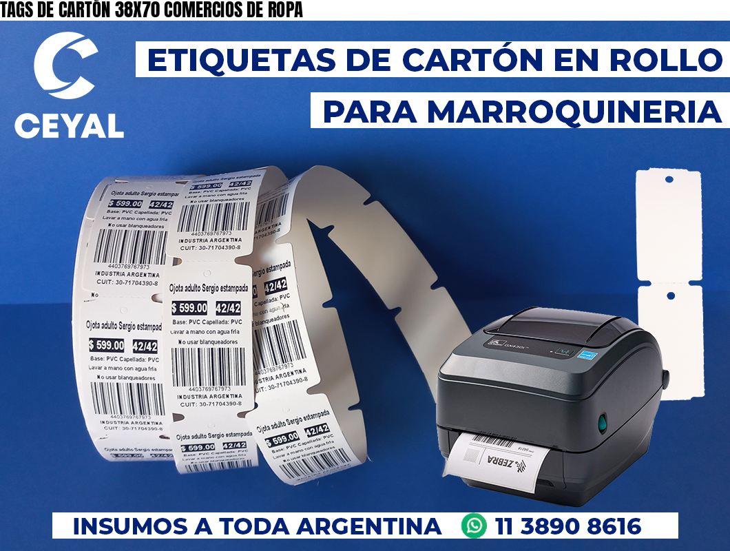 TAGS DE CARTÓN 38X70 COMERCIOS DE ROPA