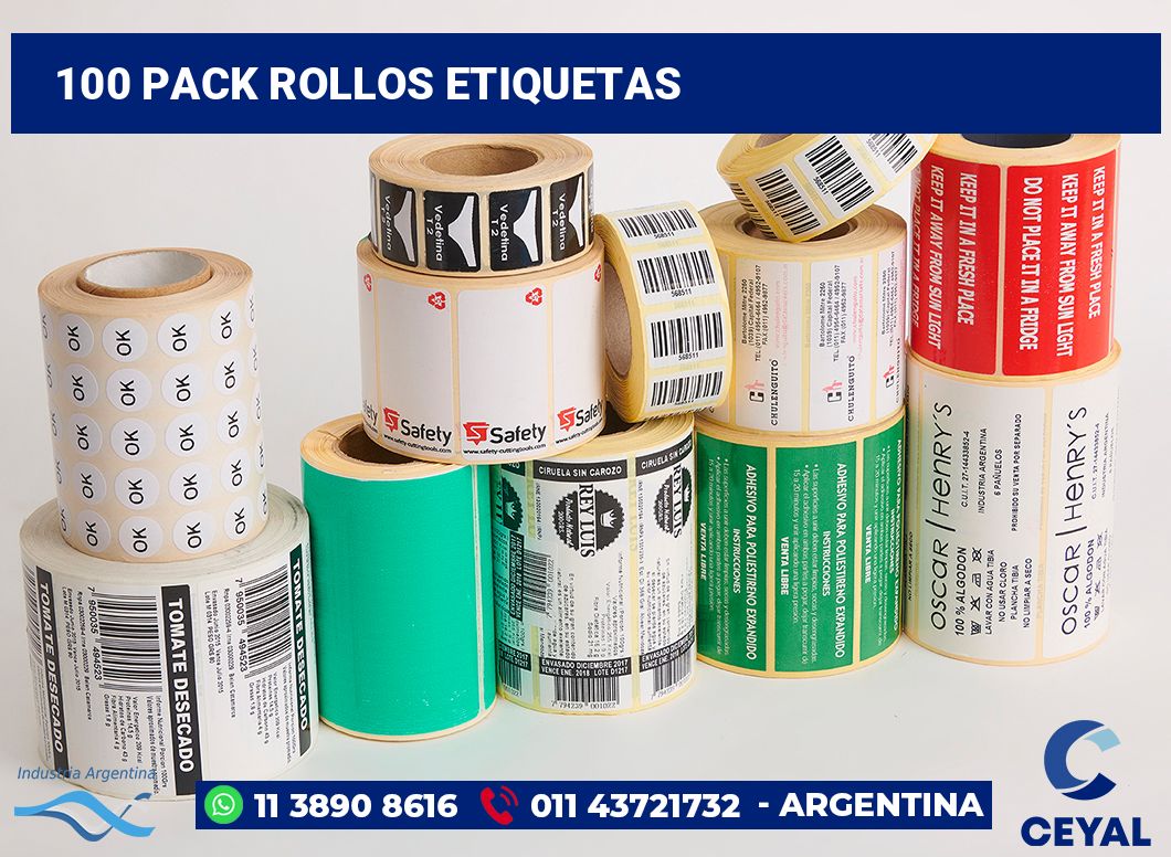 100 Pack rollos etiquetas