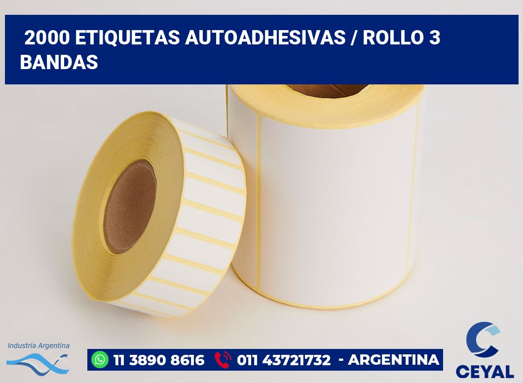 2000 Etiquetas autoadhesivas / rollo 3 bandas