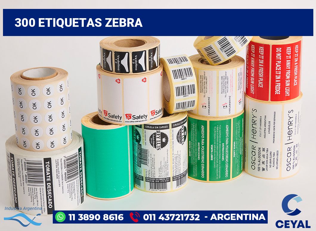 300 Etiquetas zebra