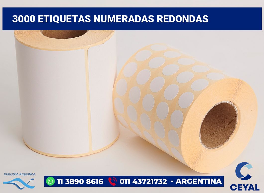 3000 Etiquetas numeradas redondas