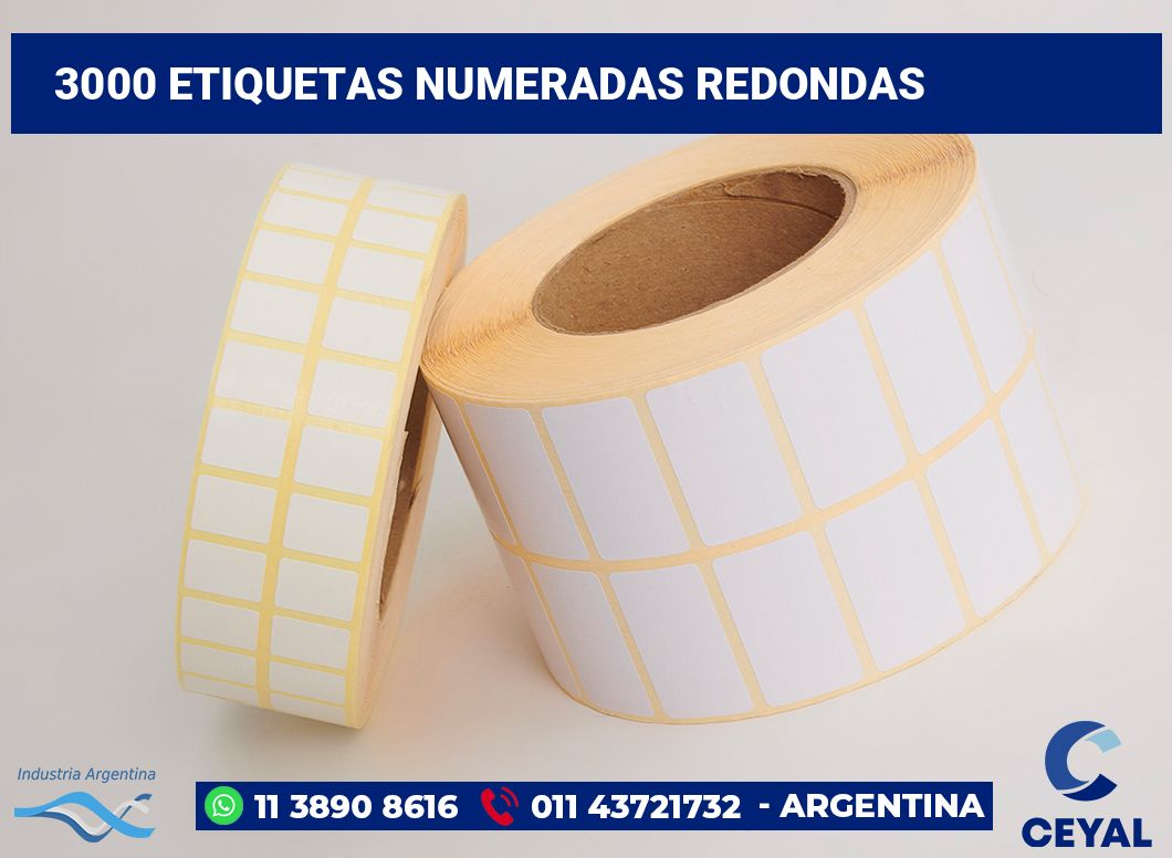 3000 Etiquetas numeradas redondas