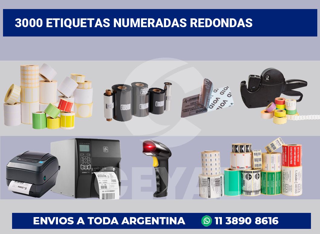 3000 Etiquetas numeradas redondas