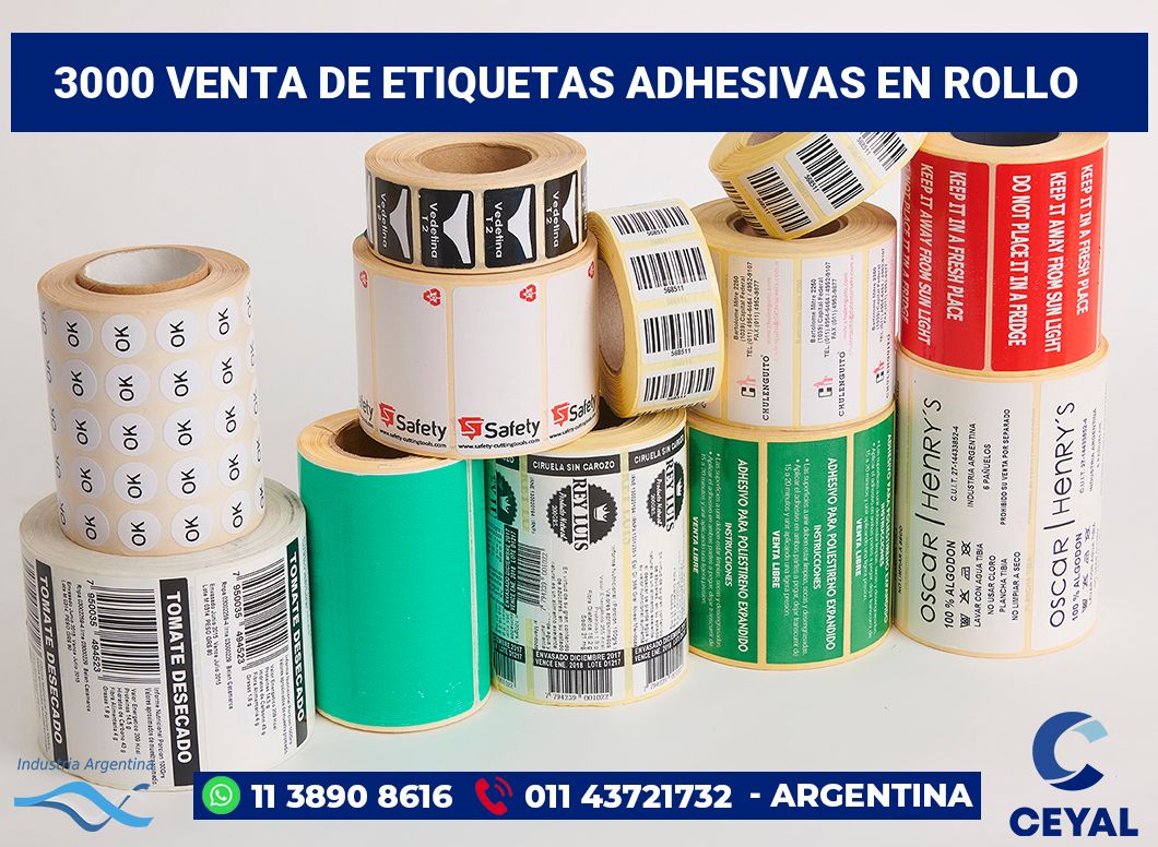 3000 Venta de etiquetas adhesivas en rollo