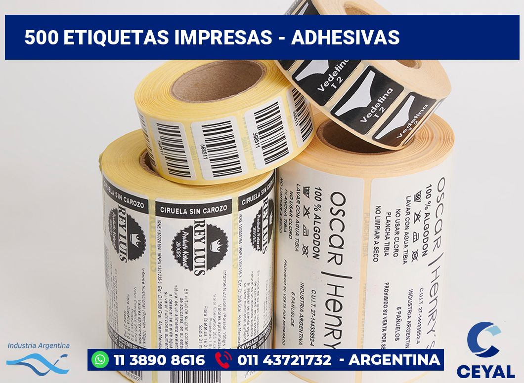 500 Etiquetas impresas - adhesivas