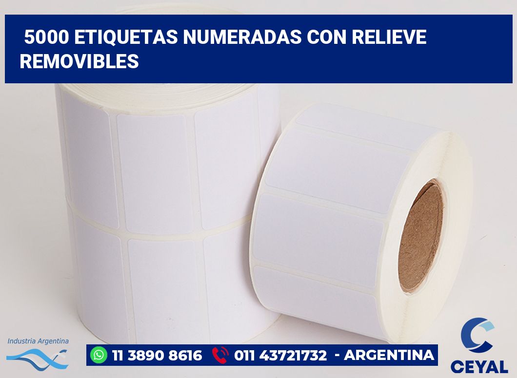 5000 Etiquetas numeradas con relieve removibles