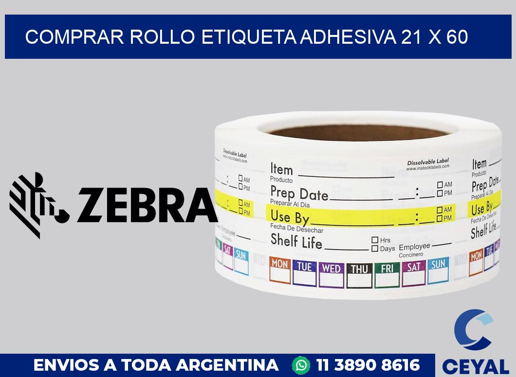 Comprar rollo etiqueta adhesiva 21 x 60