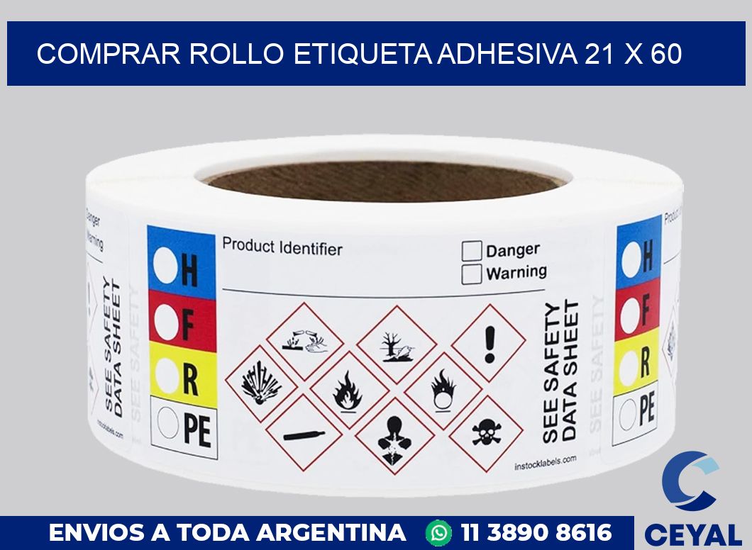 Comprar rollo etiqueta adhesiva 21 x 60