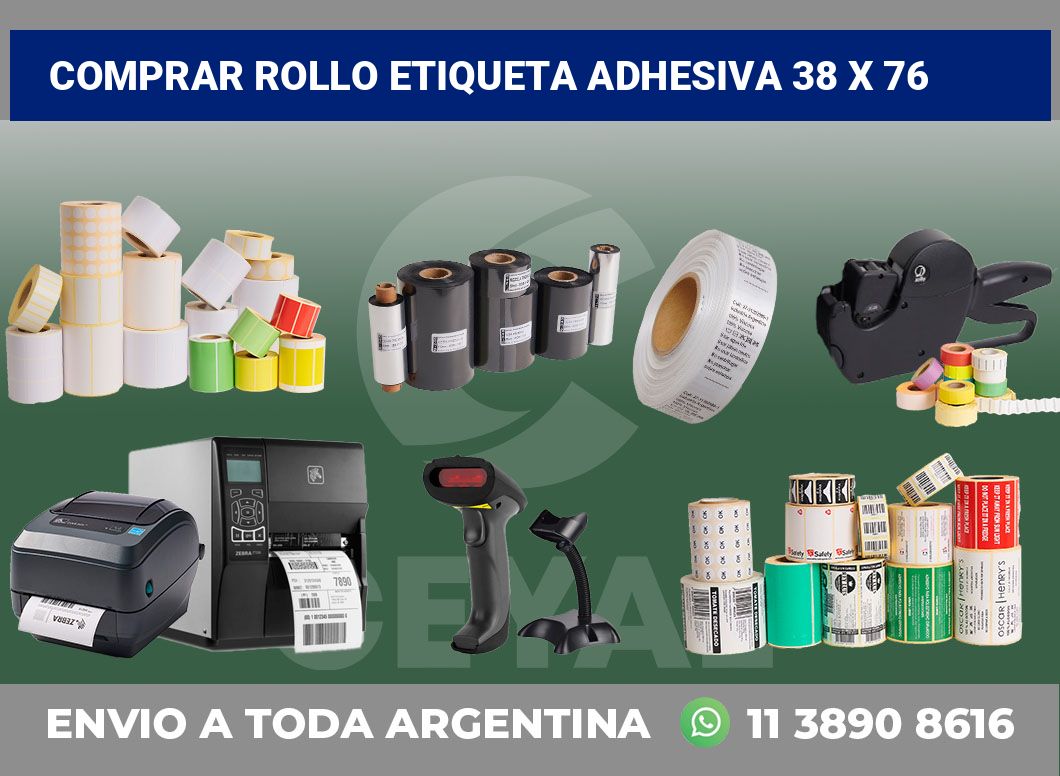 Comprar rollo etiqueta adhesiva 38 x 76