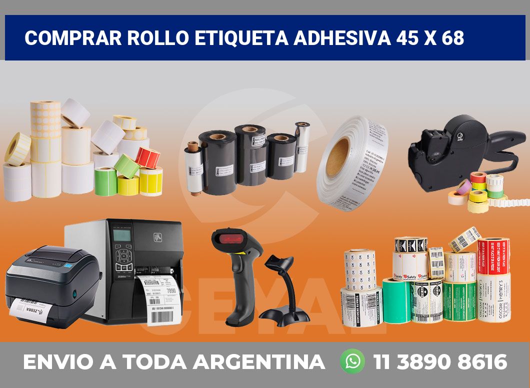 Comprar rollo etiqueta adhesiva 45 x 68