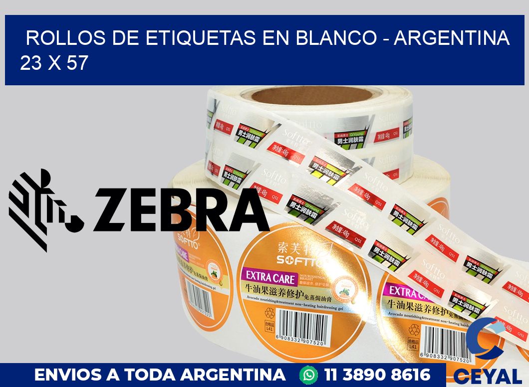 Rollos de etiquetas en blanco - Argentina 23 x 57