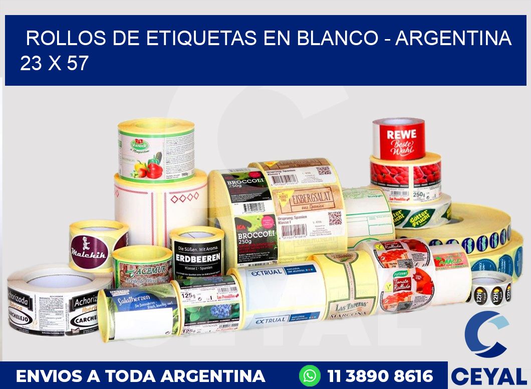 Rollos de etiquetas en blanco – Argentina 23 x 57