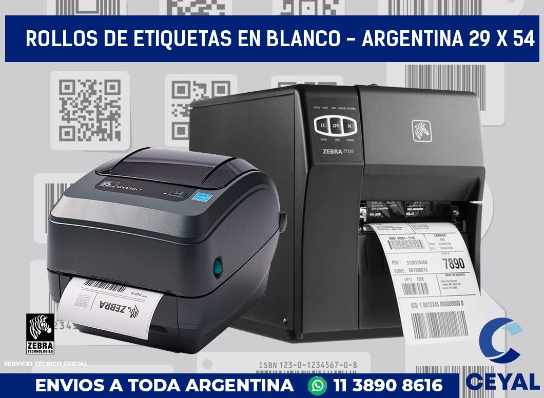 Rollos de etiquetas en blanco - Argentina 29 x 54