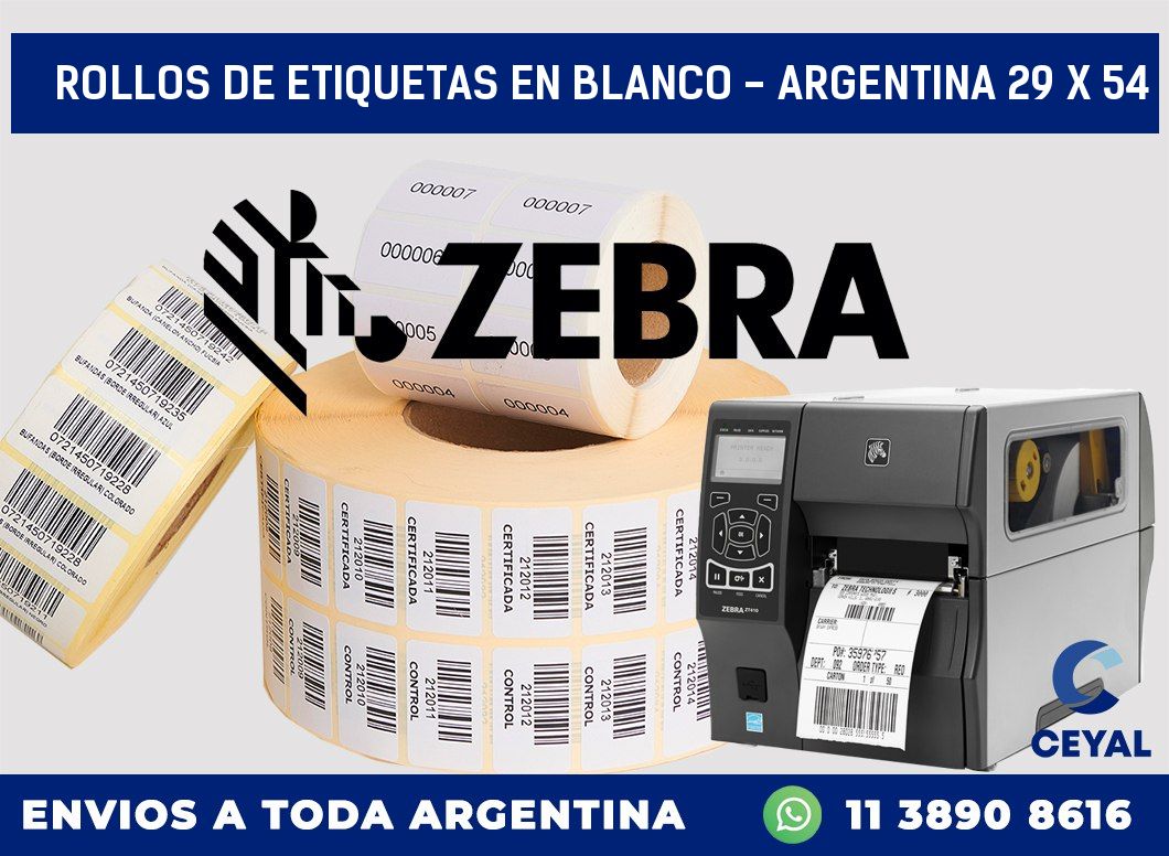 Rollos de etiquetas en blanco - Argentina 29 x 54