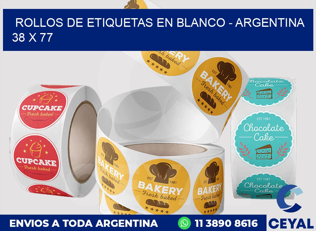 Rollos de etiquetas en blanco - Argentina 38 x 77