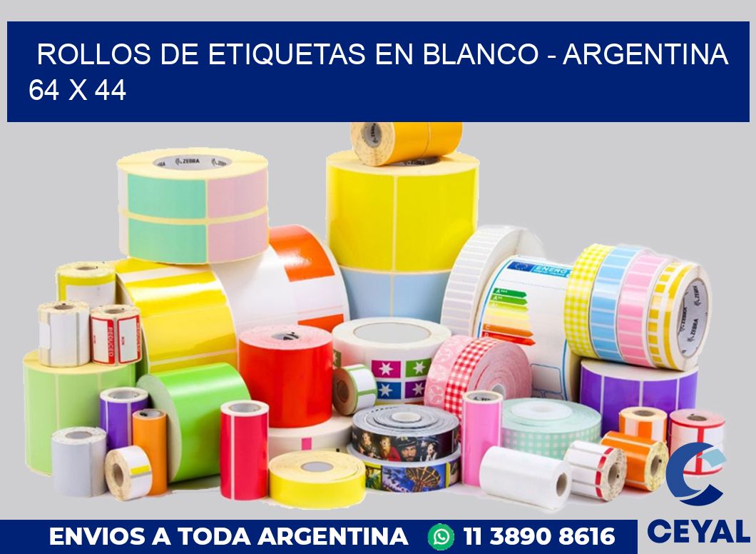 Rollos de etiquetas en blanco – Argentina 64 x 44