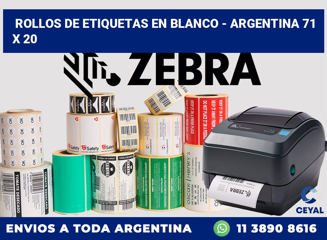 Rollos de etiquetas en blanco - Argentina 71 x 20