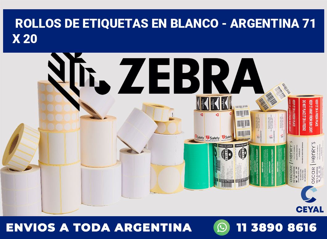 Rollos de etiquetas en blanco – Argentina 71 x 20