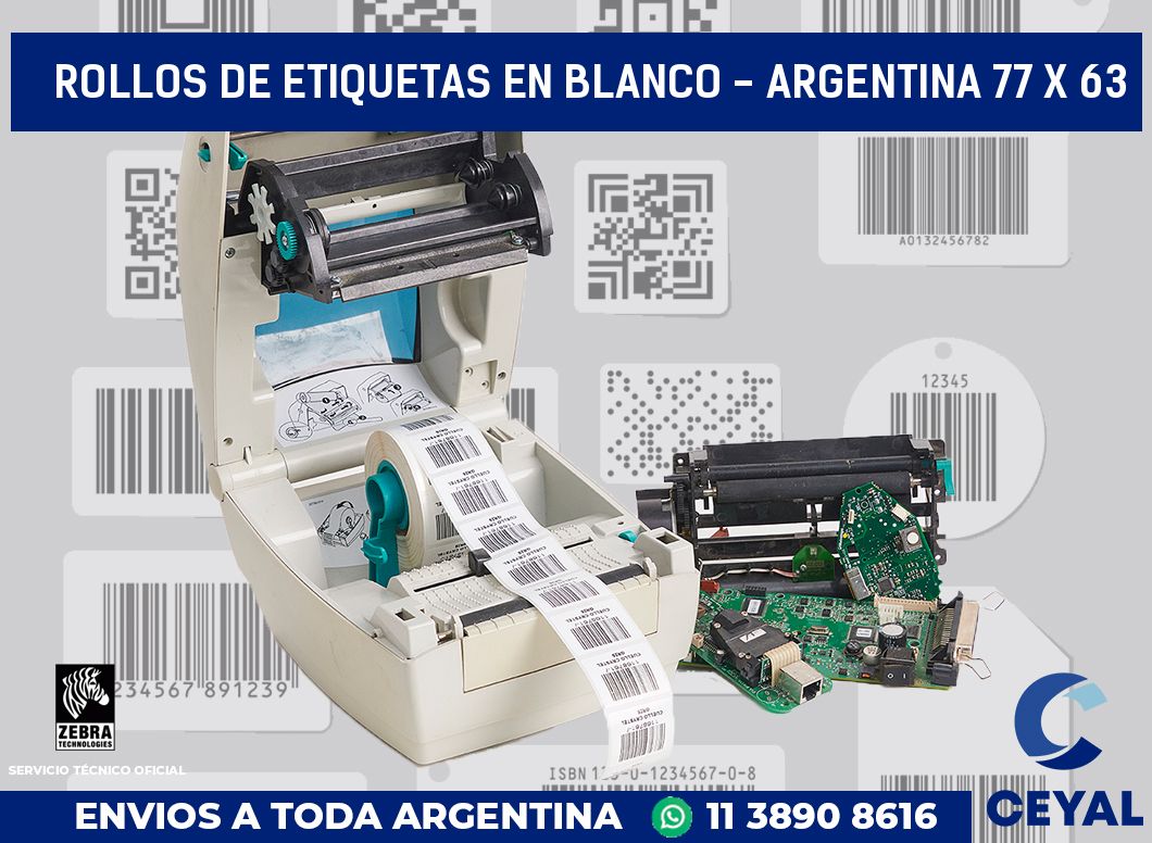 Rollos de etiquetas en blanco - Argentina 77 x 63