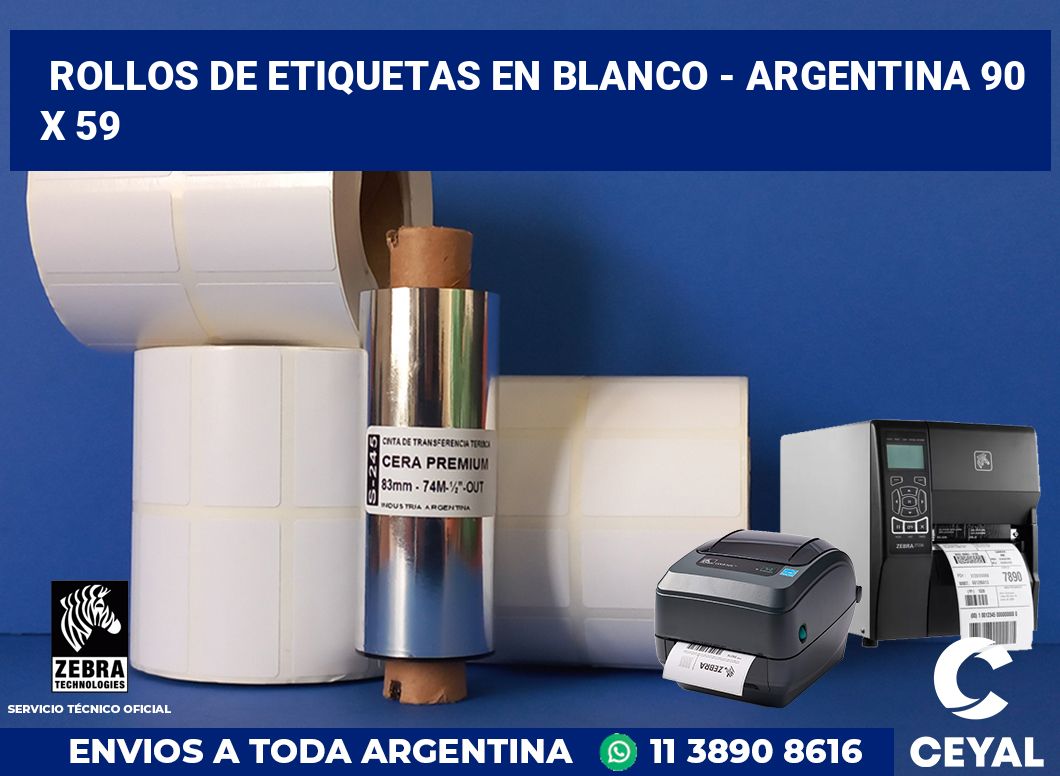 Rollos de etiquetas en blanco - Argentina 90 x 59