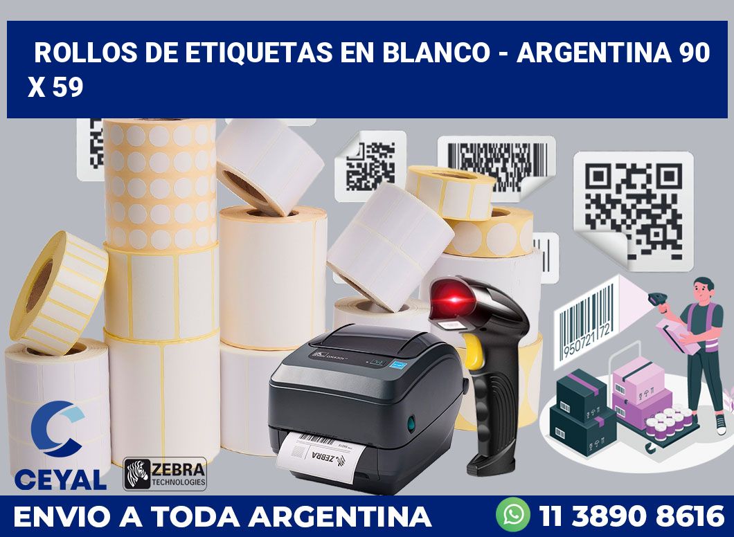 Rollos de etiquetas en blanco – Argentina 90 x 59