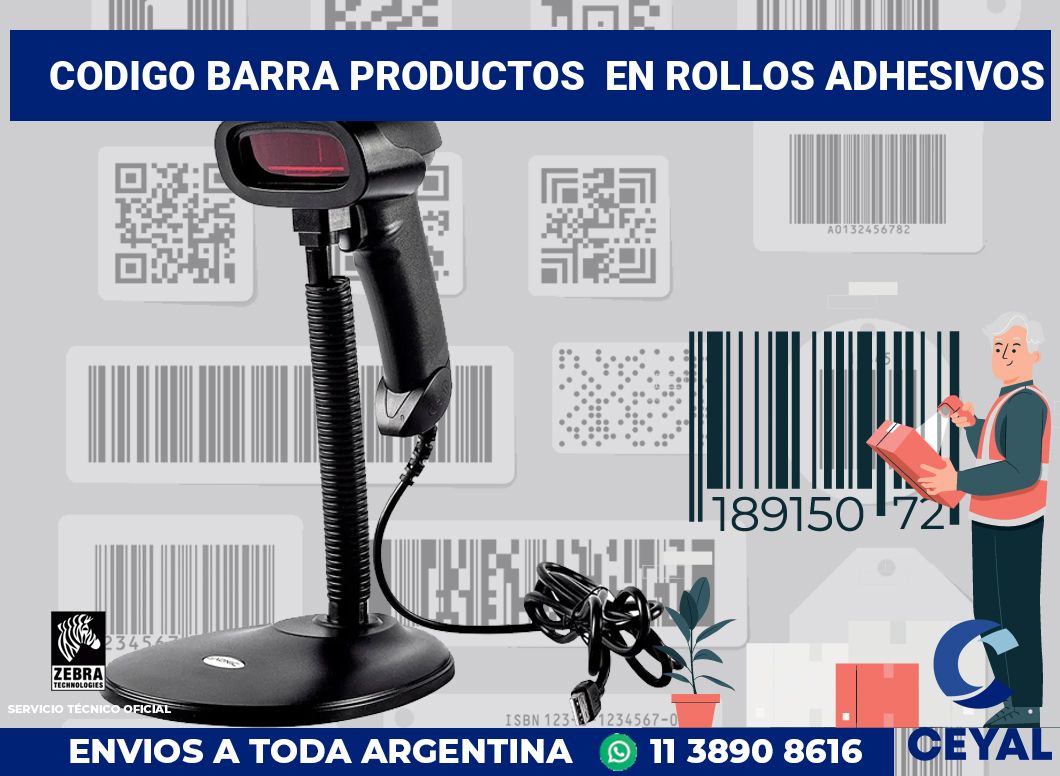 codigo barra productos  en rollos adhesivos