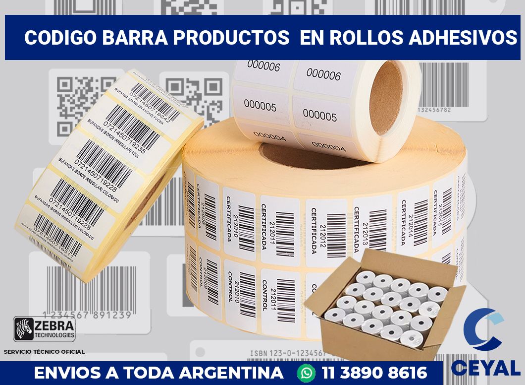 codigo barra productos  en rollos adhesivos