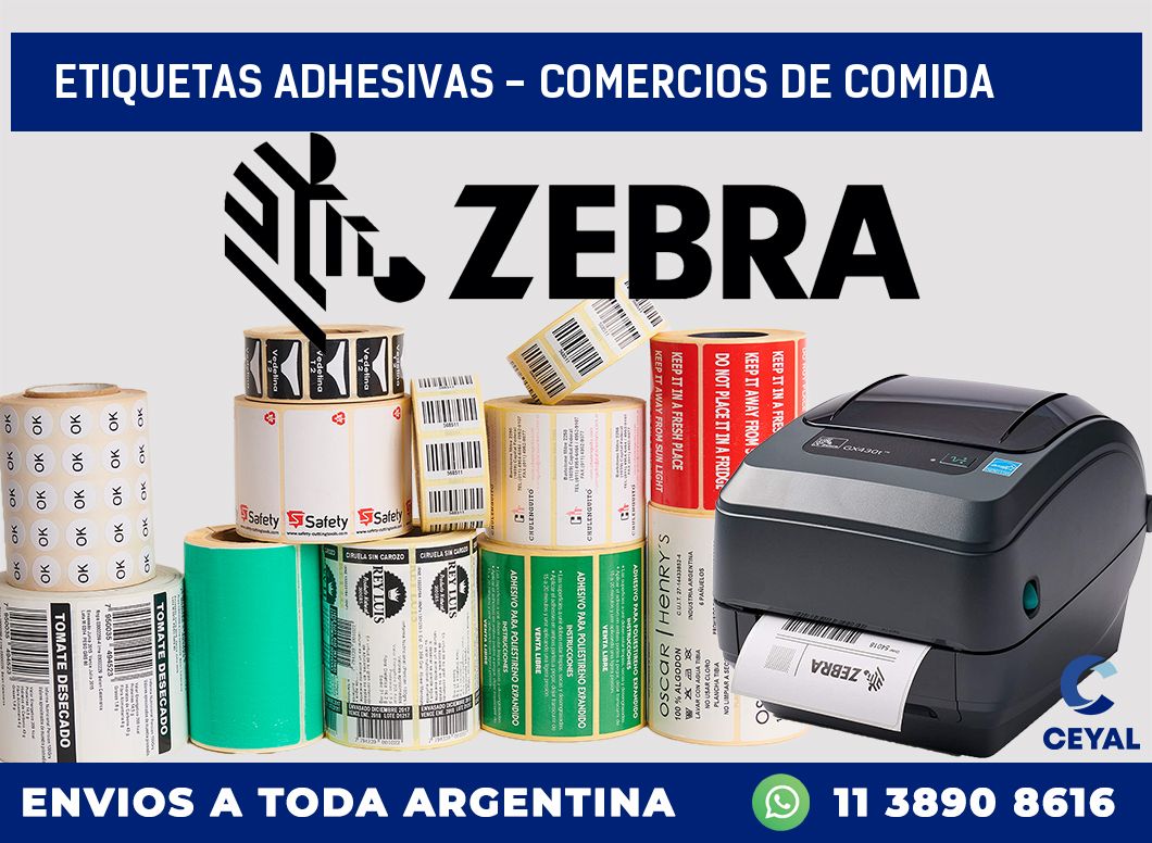 etiquetas adhesivas - comercios de comida