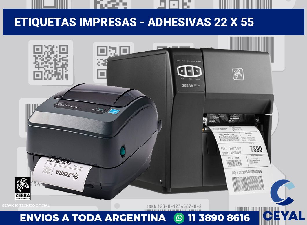 etiquetas impresas - Adhesivas 22 x 55