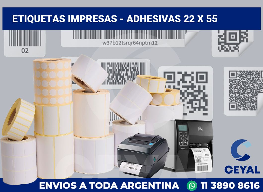 etiquetas impresas - Adhesivas 22 x 55