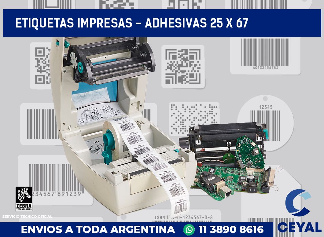etiquetas impresas - Adhesivas 25 x 67