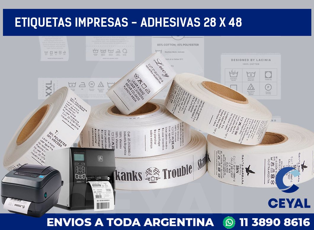 etiquetas impresas - Adhesivas 28 x 48