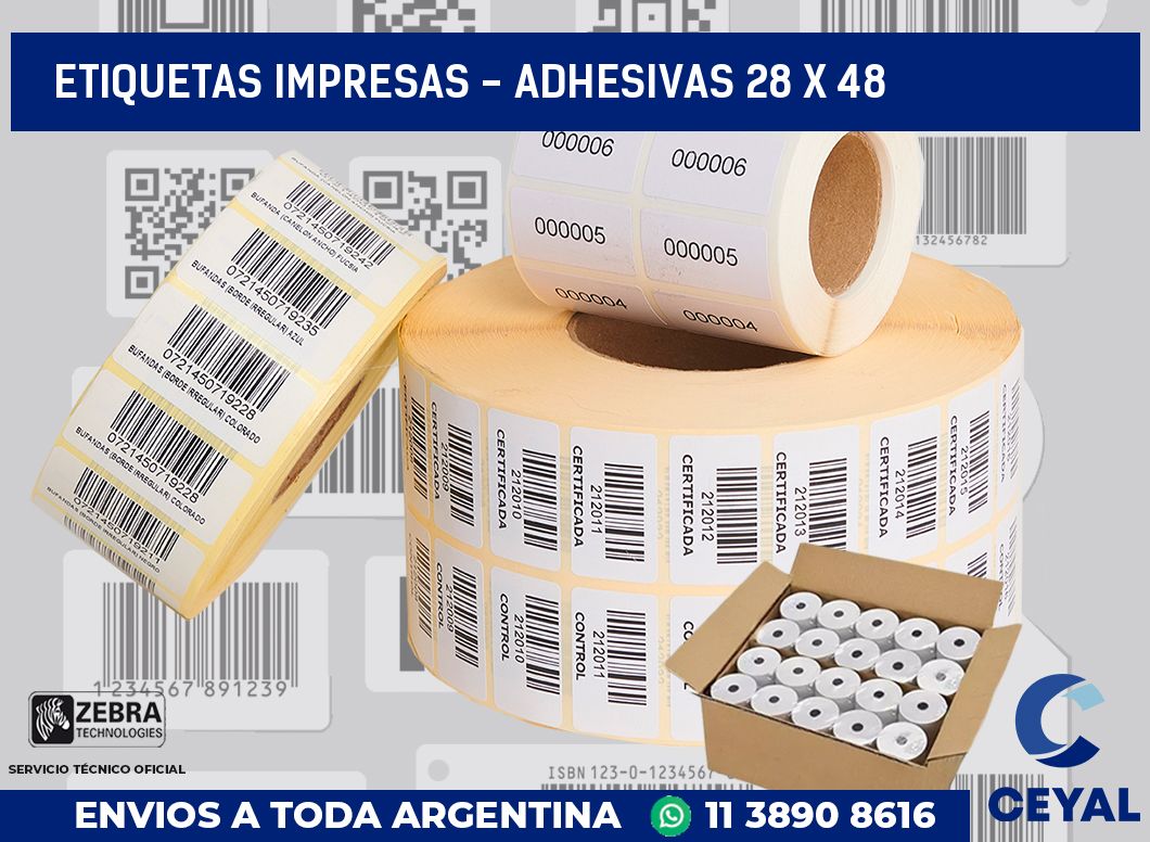 etiquetas impresas – Adhesivas 28 x 48