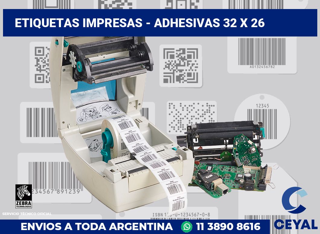 etiquetas impresas - Adhesivas 32 x 26