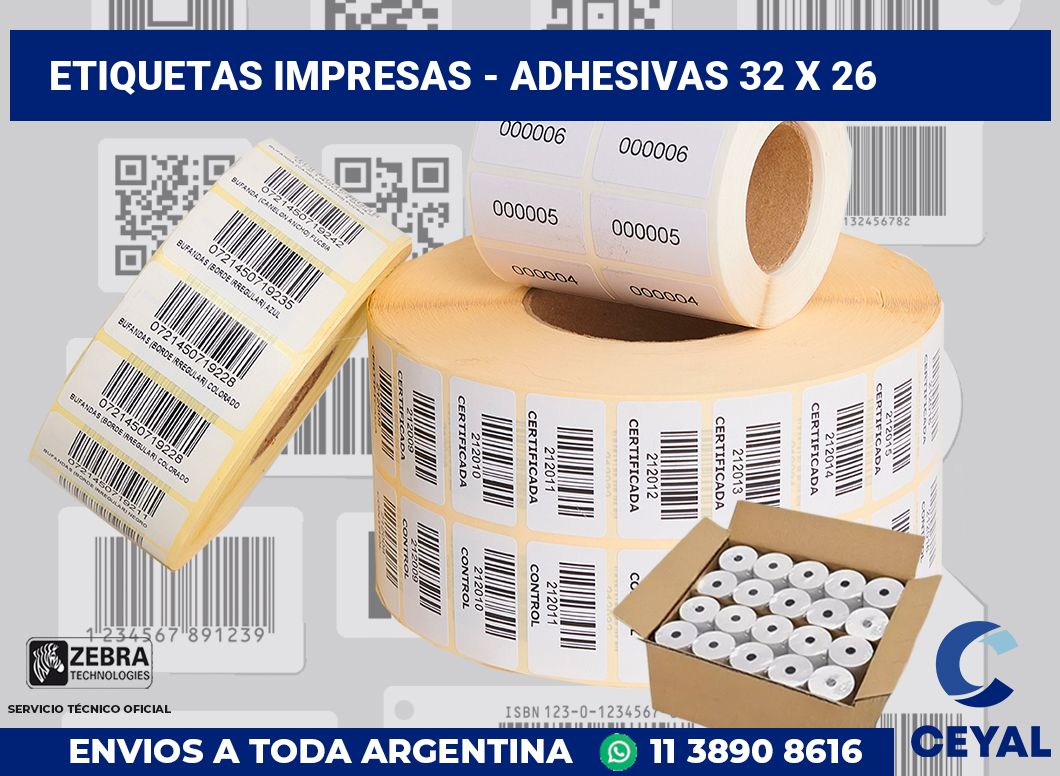 etiquetas impresas - Adhesivas 32 x 26